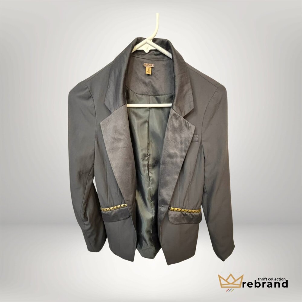 Tailored Blazer with Stud Detail - Free People- Grey - Size 0/XS (2010+)